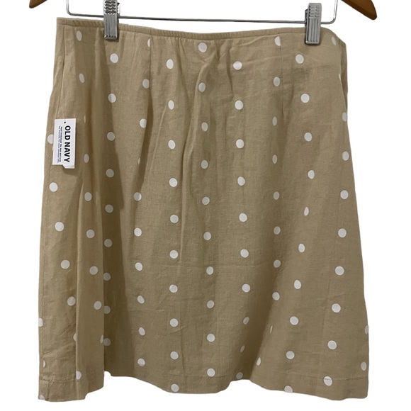 Old Navy Cream and White Polka Dot Linen Skirt. Never worn with tags. - Picture 2 of 2